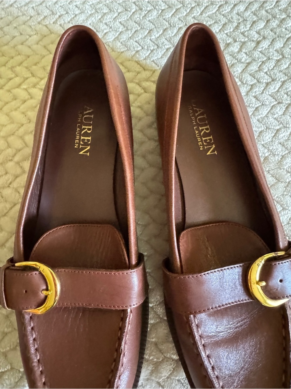 Lauren Ralph Lauren Brown Leather Buckle Loafers - Women's Size 6.5 - Picture 2 of 10